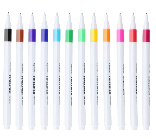 FINELINER RYSKY, ZNAČOVAČE, UMELECKÉ PERÁ, 12 ks.