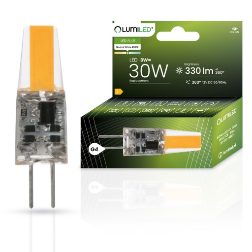 LED CAPSULE žiarovka MINI G4 3W = 30W 4000K NEUTRÁLNA FARBA COB 12V LUMILED
