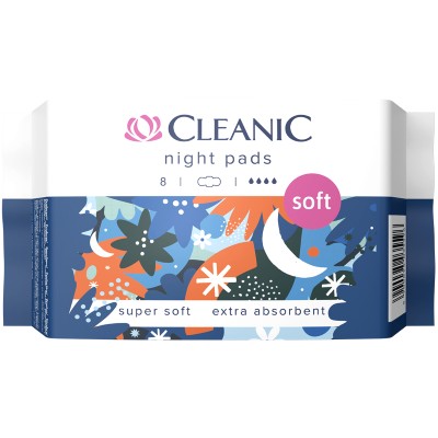Hygienické vložky Cleanic Soft Noc, 8 ks.