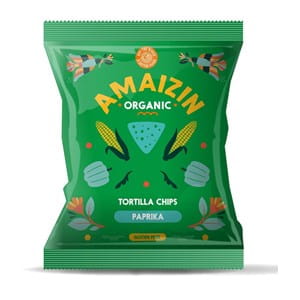 Kukuričné tortilla chipsy, PAPRIKA, BEZLEPKU, BIO, 75 g Amaizin