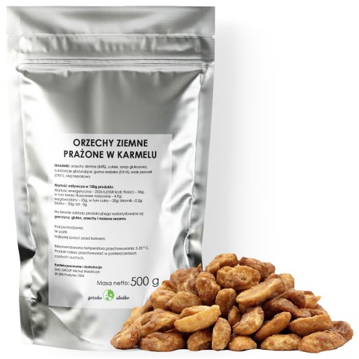 ARAŠIDY V KARAMELI, pražené arašidy 500g