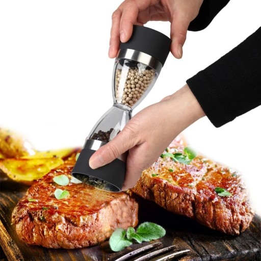V2 DVOJNÁSOBNÉ RUČNÉ MLYNKY NA PAPRKU A SOĽ OBOJSTRANNÉ SKLO FARBA