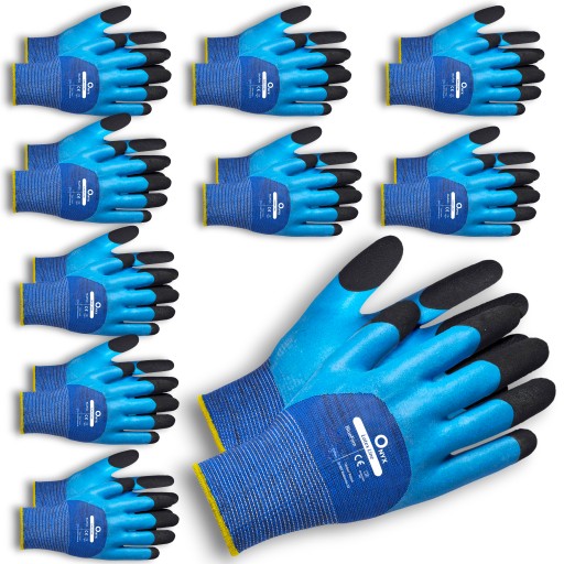 PRACOVNÉ RUKAVICE Rukavice BLUEFOM silné VODEODOLNÉ r10 10 PÁROV