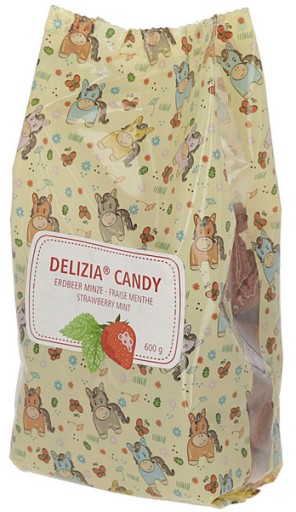 DELIZIA CUKROVINKY PRE KONE JAHODA/MÄTA 600G