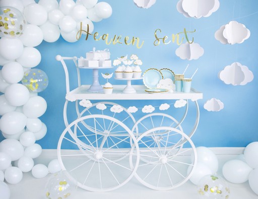 Modré papierové poháre a taniere na bábätko, ročné, narodeniny, 6 osôb