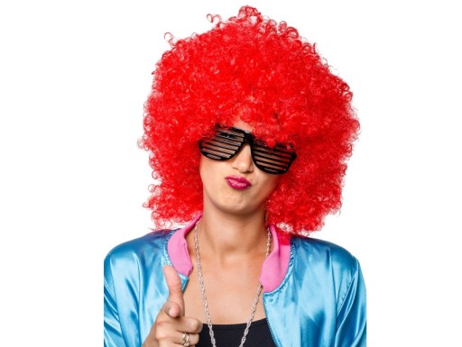 Červená syntetická kučeravá klaunská parochňa do vlasov