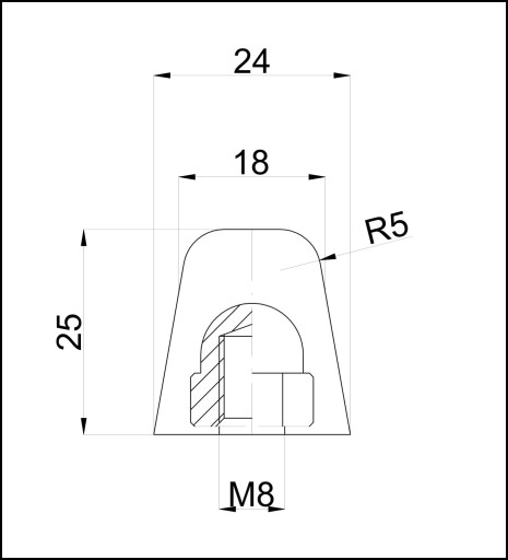 Vibroizolátor/nárazník 25x24 Polyuretán GM8