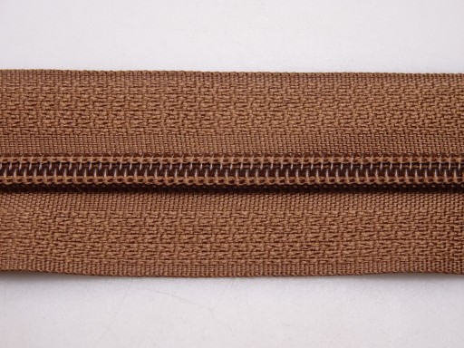 Páska na zips #5, špirála, 5 m + 5 hnedých zipsov
