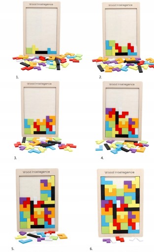 Puzzle Drevené kocky Montessori Tetris Puzzle
