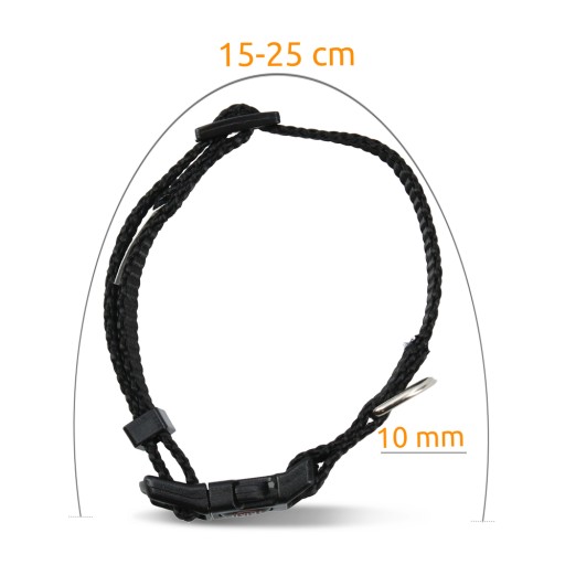 Prémiový golier, XXS–XS: 15–25 cm/10 mm, čierny