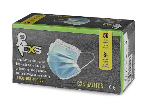 Halitus CXS 3-vrstvové lekárske masky, 50 ks certifikát EN 14683
