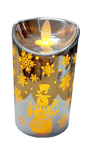 DEKORATÍVNA SVIEČKA VIANOČNÁ SVIEČKA LED VLOŽKA, NA AKUMULÁTOR, STRIEBORNÁ 7,5 X 12 CM