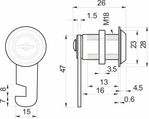 Zámok skrinky 103 18x16mm, AKS