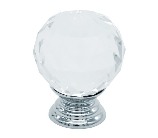 Krištáľový nábytkový gombík, krištáľový chróm Fi 35 mm H-43 mm - GKS003 AMIX