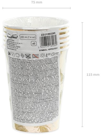 LOVELY LABUŤ PAPIEROVÝ POHÁR ZLATÉ PERIE 6 ks 260ml 6 ks NARODENINY