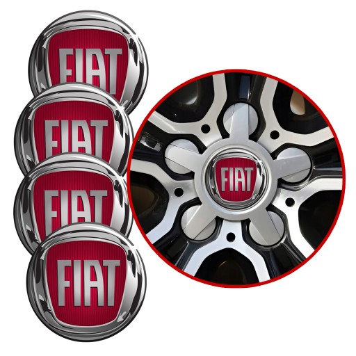 4 Emblémy Stredy ráfikov Kryty kolies Kolesá FIAT SET TOP 53 mm
