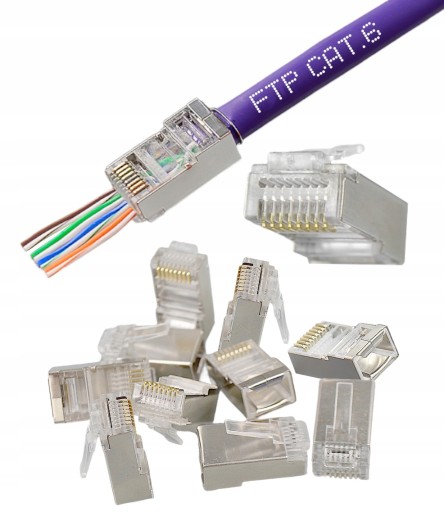 10ks Konektorová koncovka RJ45 Pass Through RJ 6 STP UTP konektory Hroty