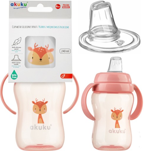 AKUKU FĽAŠA STRIEBORNÝ hrnček MÄKKÝ SILIKÓNOVÝ NÁPOJ S RÚČKAMI 240ml A0221