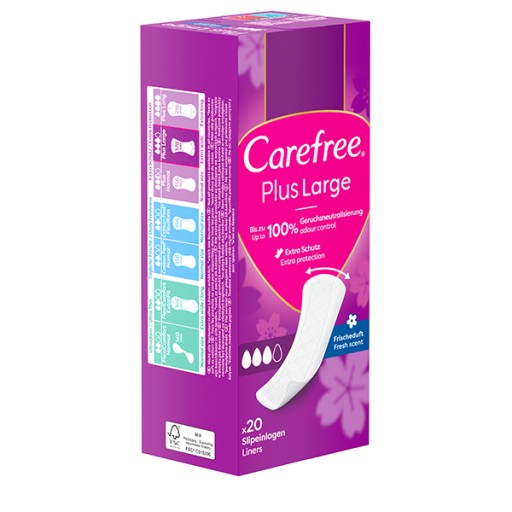 CAREFREE Plus Veľké hygienické vložky svieža vôňa 20 ks