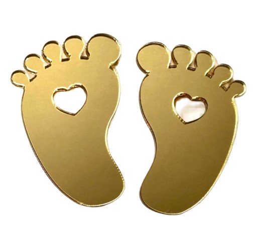 Dekor na bočnú stranu torty Nohy Baby's feet Ročné zlaté plexi zrkadlo