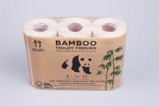Bambusový toaletný papier, nebielený, 6 roliek