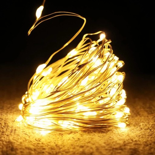 DRÔTOVÉ LAMPY 20 LED BATÉRIOVÉ SVETLÁ REŤAZ TEPLEJ BIELEJ SVETEL.