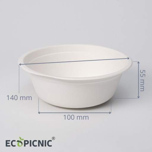 BOWL ECO jednorazová miska biela VYROBENÁ Z TRSTINY 500ml 50 ks