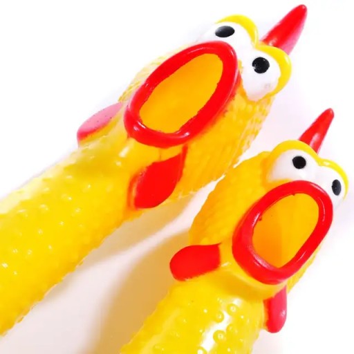MUST HAVE pre každého PSA je hračka GUMOVÉ KURIČKA s pískadlom, 30 cm