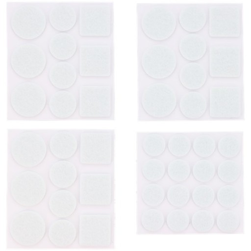 Plsťové podložky plsť na nábytkové stoličky 46 KS Mix Shapes Hard White