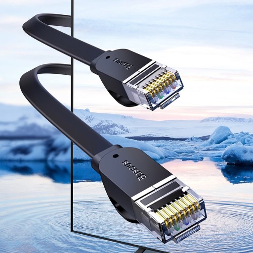 Plochý sieťový kábel Baseus Speed Six RJ45 1000Mbps 2m čierny