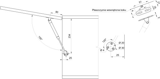 Plynový zdvihák, silný nábytkový pohon, 1 ks - SFD007 120N AMIX