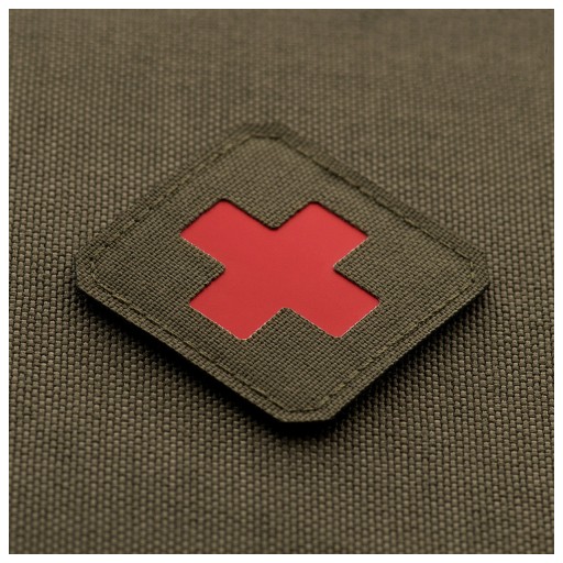 Nášivka na suchý zips MEDIC CROSS LASER CUT M-TAC Medyka Cross Olivovo-červená