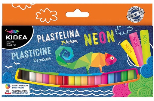 KIDEA NEON SCHOOL PLASTICINE 24 ŽIVÝCH FARIEB
