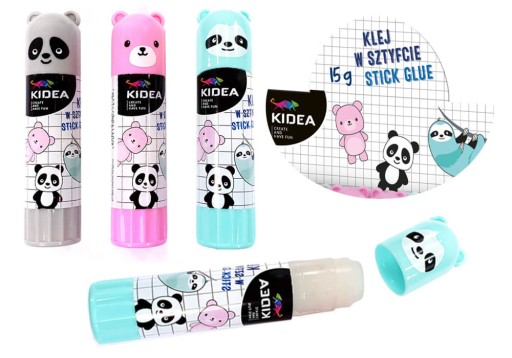 SADA 3 x LEPIDLÁ TYČ 15g ZVIERATÁ: Panda, medvedík, leňochod, KIDEA