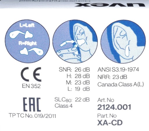 Zátky na šnúrke, jednoduché vloženie UVEX xact-fit