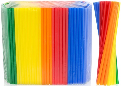 ZNOVU POUŽITIE Plastové tuby na slamky Opakovane použiteľné 190x7,5 mm Farebné 200 ks.