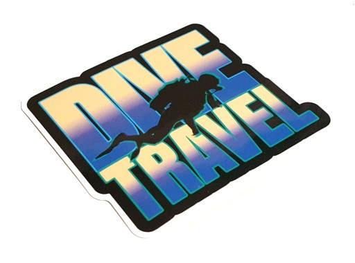 Potápačská nálepka s nápisom Dive travel diver