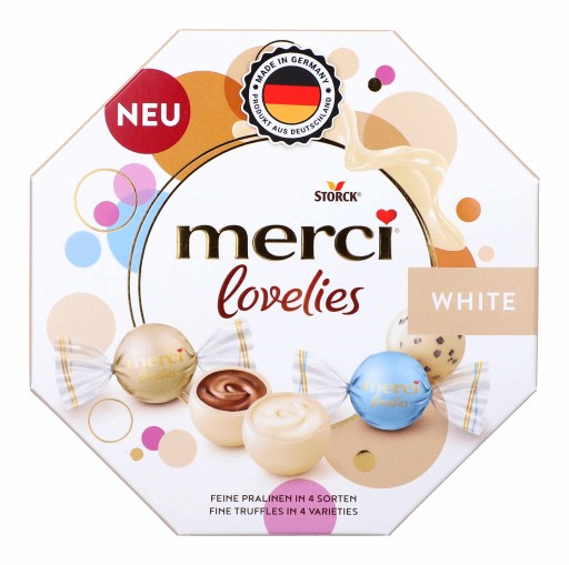 Pralinkové čokolády ku dňu babičky MERCI Lovelies White 185g DARČEK