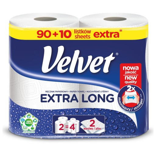 Velvet Extra Long papierová utierka, 2 rolky