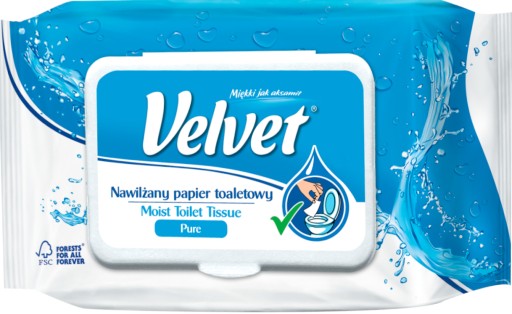 Zamatový vlhčený toaletný papier PURE 42 listov