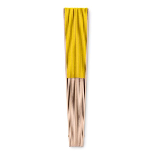 DREVENÝ VENTILÁTOR skladací MATERIÁL Veľký 41cm Elegantná žltá
