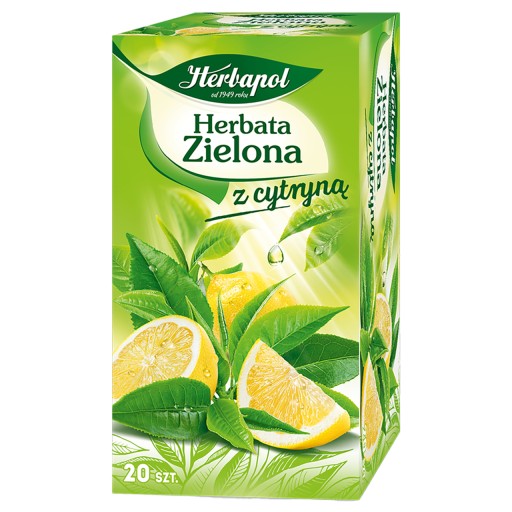 HERBAPOL ZELENÝ čaj s CITRÓNOM, ochutený, 20 Vrecúšok