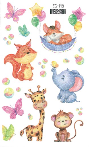 Umývateľné tetovanie pre deti GLITTER ANIMALS EG148