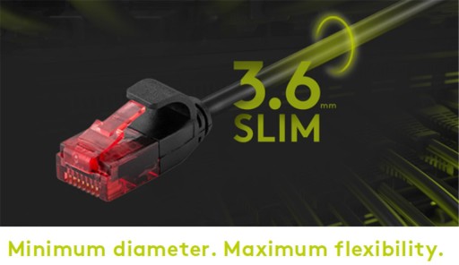 LAN UTP CAT 6 sieťový kábel Slim RJ45 čierny 0,15m