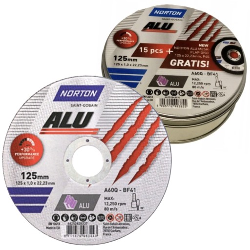 Norton A60Q-BF41 kotúč na rezanie hliníka 125x1,0mm 1 ks.