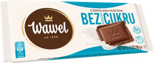 Mliečna čokoláda bez pridaného cukru Wawel 90g