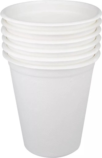 Biele jednorazové šálky na pitie kávy, čaju, 200ml, 50ks, bez plastu