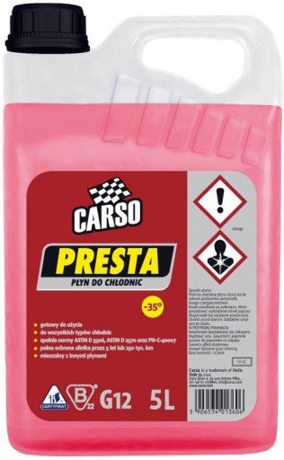 CARSO - PRESTA - KVAPALINA RADIÁTOROV - ČERVENÁ - 5L