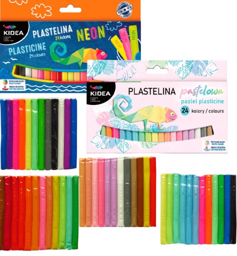 KIDEA SET NEON + PASTEL PLASTELINE 48 KS.