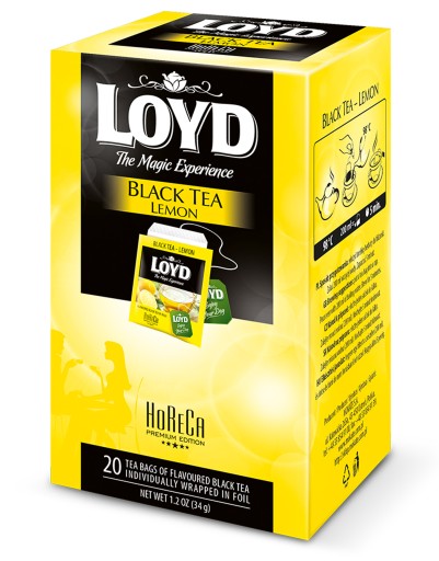 Horeca Black Express Lemon Tea for Gastronómia 20T LOYD Envelopes